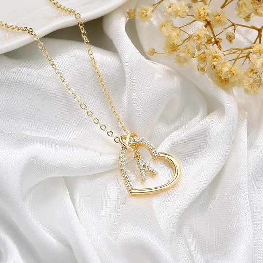 Filled Heart Pendant Initial Necklaces Engravingift