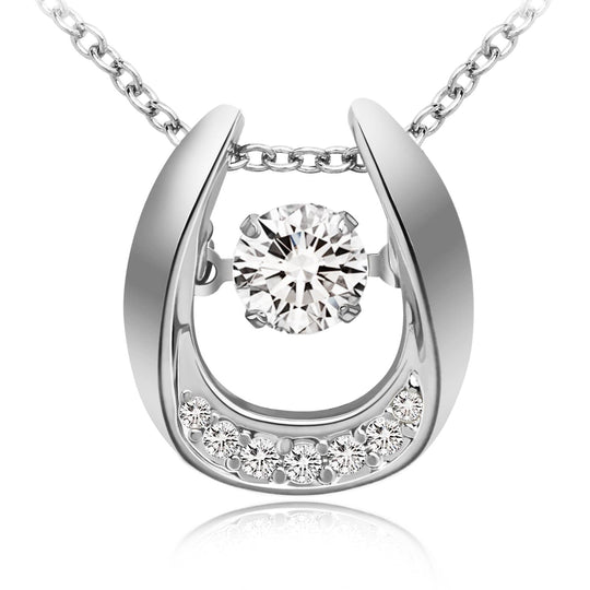 Flexible Beating Heart Diamond Necklace Silver Sparkling Necklace MelodyNecklace