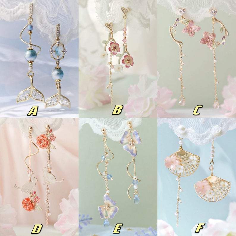 Flower earrings, blue flower earrings, summer earrings Earring MelodyNecklace