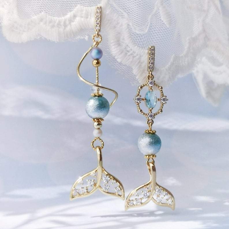 Flower earrings, blue flower earrings, summer earrings Earring MelodyNecklace