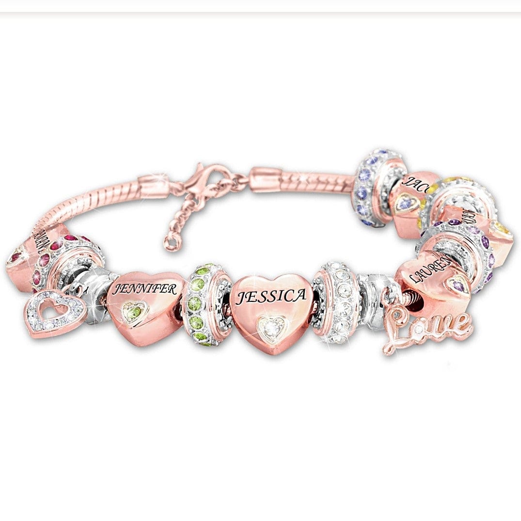 Forever In A Mother's Heart Personalized Birthstone Bracelet Rose Gold Bracelet For Woman MelodyNecklace