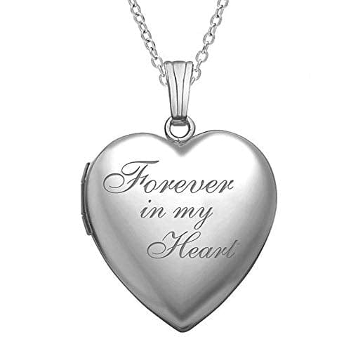"Forever in My Heart" Locket Necklace That Holds Pictures Sterling Silver Myron Necklace Visit the PicturesOnGold.com Store