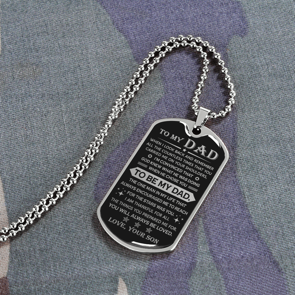 (Free Shipping) To My Dad | When I Look Back | Dog Tag Necklace Jewelry ShineOn Fulfillment