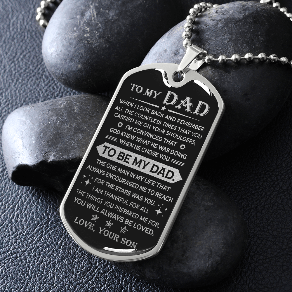 (Free Shipping) To My Dad | When I Look Back | Dog Tag Necklace Jewelry ShineOn Fulfillment