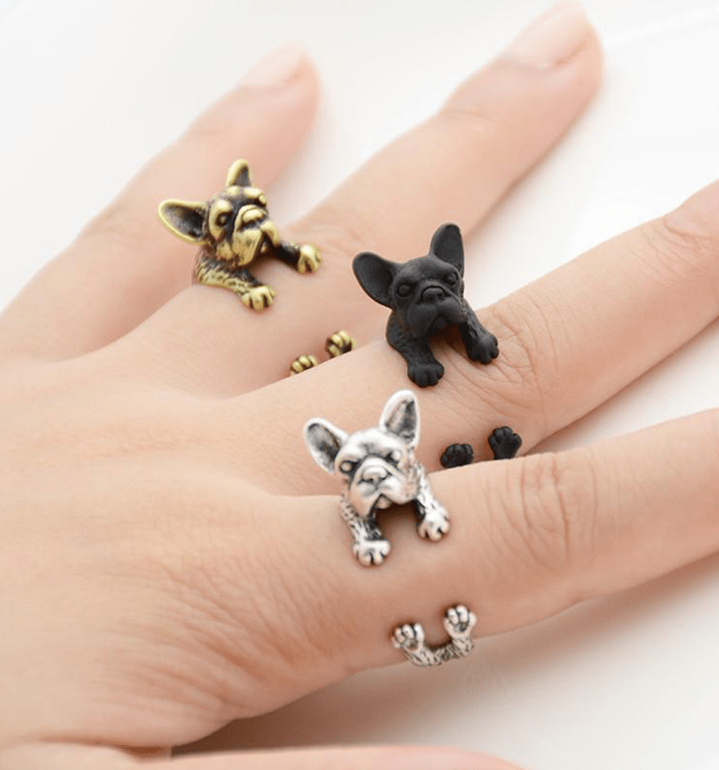 French Bull Dog Wrap Ring Ring MelodyNecklace