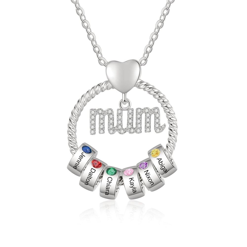 Gift for Mum Necklace Personalized Birthstones Family Necklace Mother's Day Gift White Gold Plated Mom Necklace MelodyNecklace