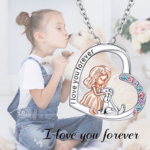 Dog Necklace for Girls Cute Animal Pendant Necklaces Birthday Christmas Jewelry Gift for Daughter Granddaughter Niece Girl and Dog Necklace for girl MelodyNecklace