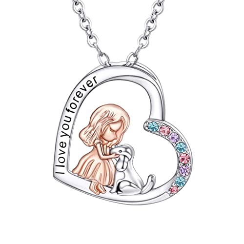 Girl and Dog Necklace-I Love You Forever Girl and Dog Necklace for girl MelodyNecklace