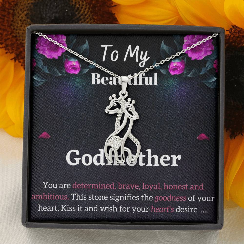 Godmother gift - Godparents gift | Giraffes 14K White Gold Finish God Necklace ShineOn Fulfillment