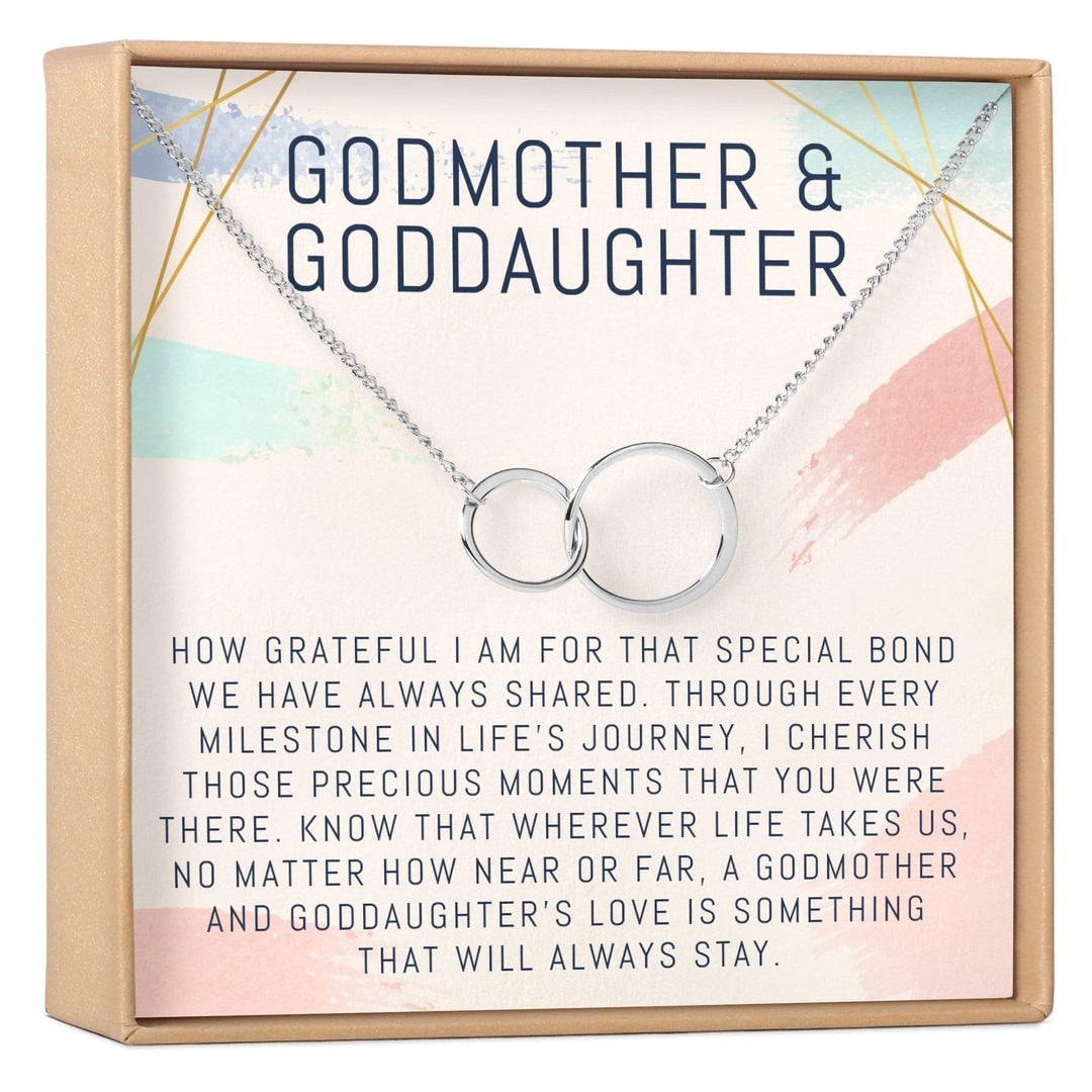 Godmother-Goddaughter Necklace Multiple Styles Jewelry 2 Interlocking Circles (1) / Silver God Necklace MelodyNecklace