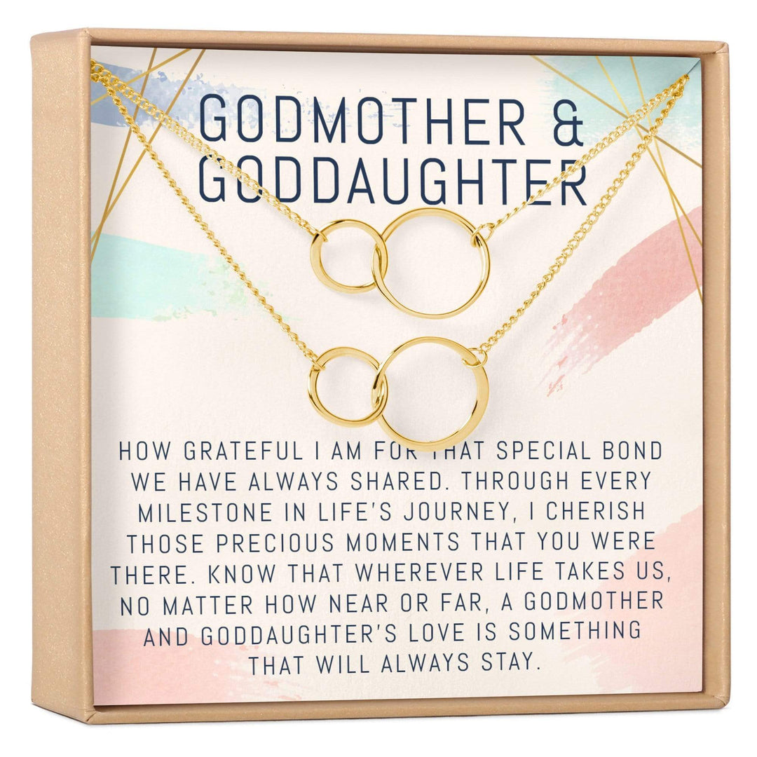 Godmother-Goddaughter Necklace Multiple Styles Jewelry 2 Interlocking Circles, Set of 2 / Gold God Necklace MelodyNecklace