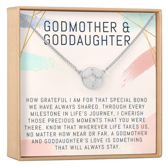 Godmother-Goddaughter Necklace Multiple Styles Jewelry Compass / Silver God Necklace MelodyNecklace