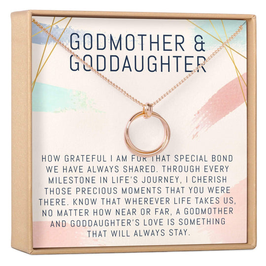 Godmother-Goddaughter Necklace Multiple Styles Jewelry Stacked Circles / Rose Gold God Necklace MelodyNecklace