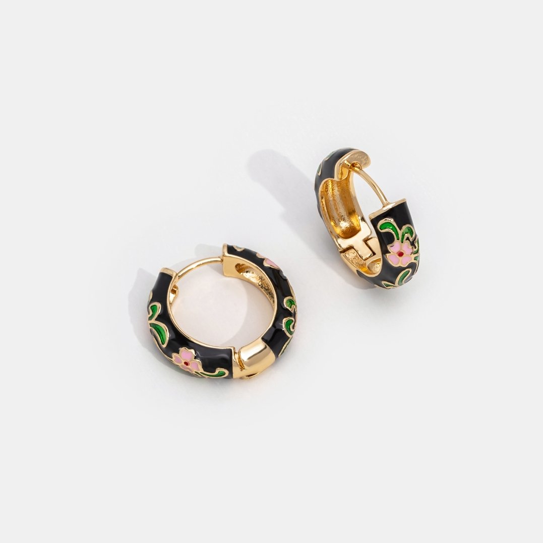 Gold Hoop Flower Earrings - Beautiful Earth Boutique