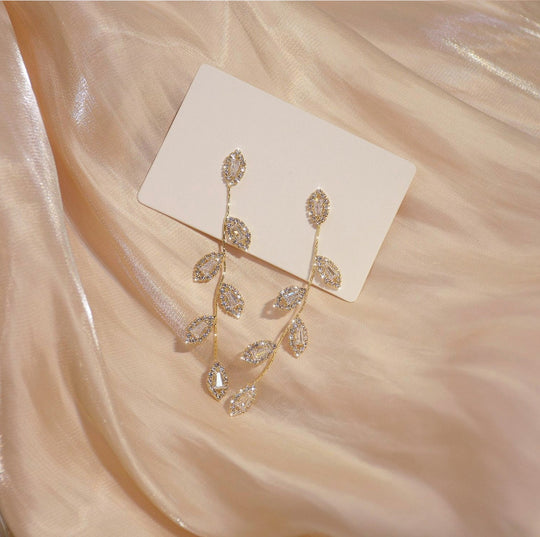 Gold Crystal Vine Earrings Silver Ear Climber Earrings