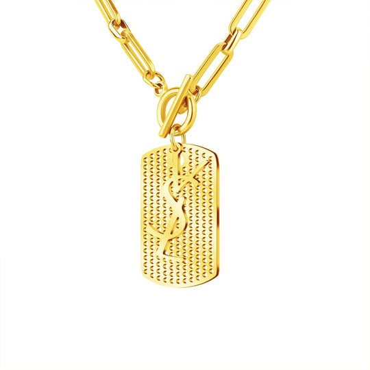 Gold VSL Dog Tag Necklace Necklace MelodyNecklace