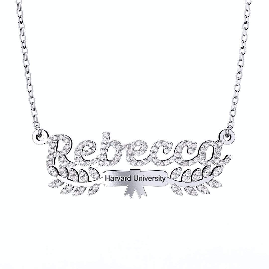 Graduation Gifts Personalized College Name Necklace Sterling Silver Sparkling Necklace MelodyNecklace