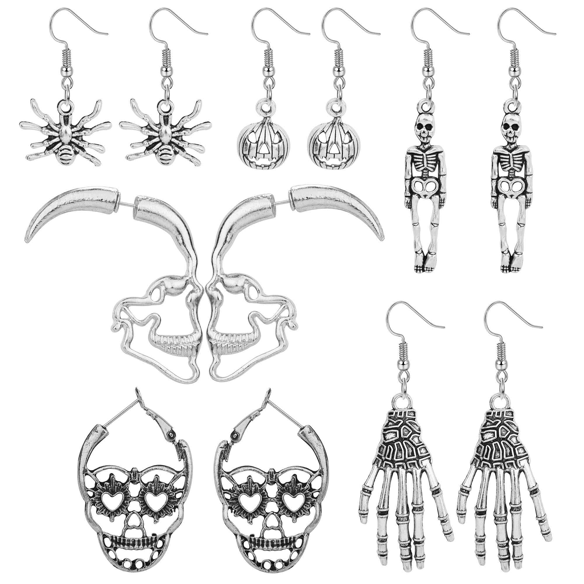 Halloween Earrings Set Skeleton Skull Face Stud Earrings Earring MelodyNecklace