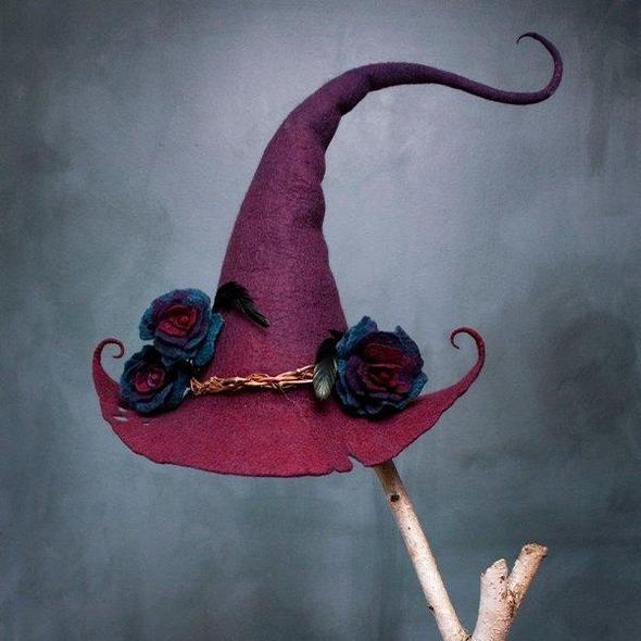 Halloween Party Felt Witch Hats ROSE PURPLE Other Accessories Honeyjewelry
