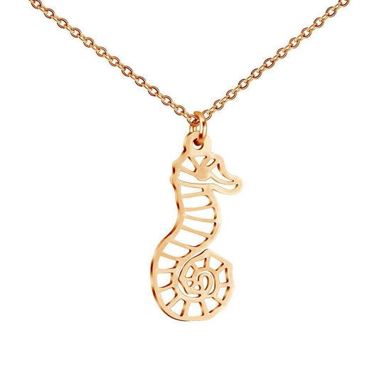 Handmade Beach Series Necklace Seahorses / Rose Gold Myron Necklace MelodyNecklace