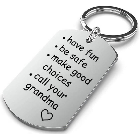 Have Fun Be Safe Make Good Choices Call Your Mom/Dad/Grandma/Grandpa Keychain Keychain MelodyNecklace