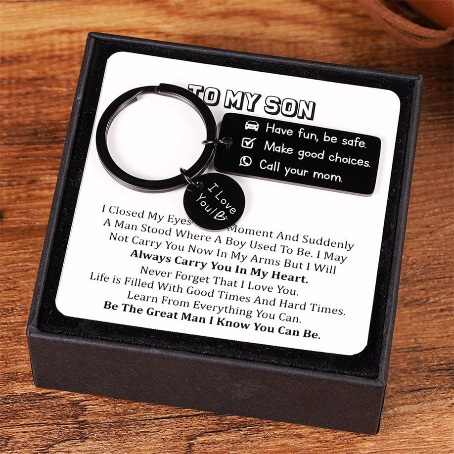 Have Fun Be Safe Make Good Choices Call Your Mom Keychain for Kids To My Son Keychain MelodyNecklace