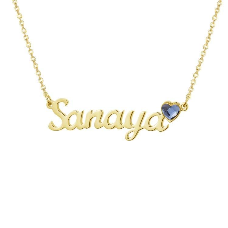 Heart Birthstone Name Necklace Gold Necklace MelodyNecklace