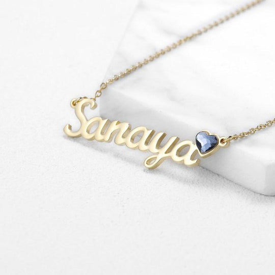Heart Birthstone Name Necklace Necklace MelodyNecklace