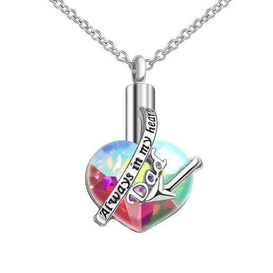 Heart Cremation Urn Pendant Necklace for Ashes Urn Jewelry Memorial Gift Necklace Arrowhead (DAD)-Multicolor Myron Necklace MelodyNecklace