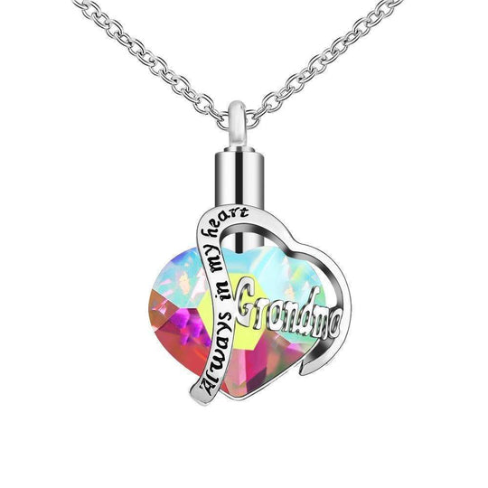 Heart Cremation Urn Pendant Necklace for Ashes Urn Jewelry Memorial Gift Necklace Heart (GRANDMA)-Multicolor Myron Necklace MelodyNecklace