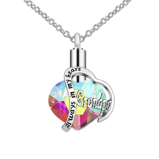 Heart Cremation Urn Pendant Necklace for Ashes Urn Jewelry Memorial Gift Necklace Heart (GRANDPA)-Multicolor Myron Necklace MelodyNecklace