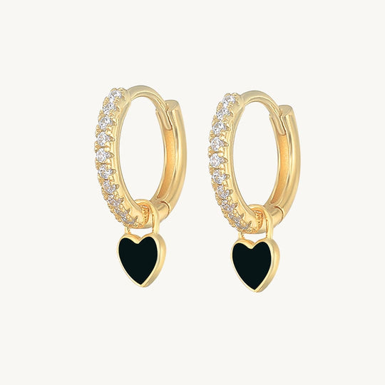 Heart Drop Earrings Gold / Black Earrings MelodyNecklace