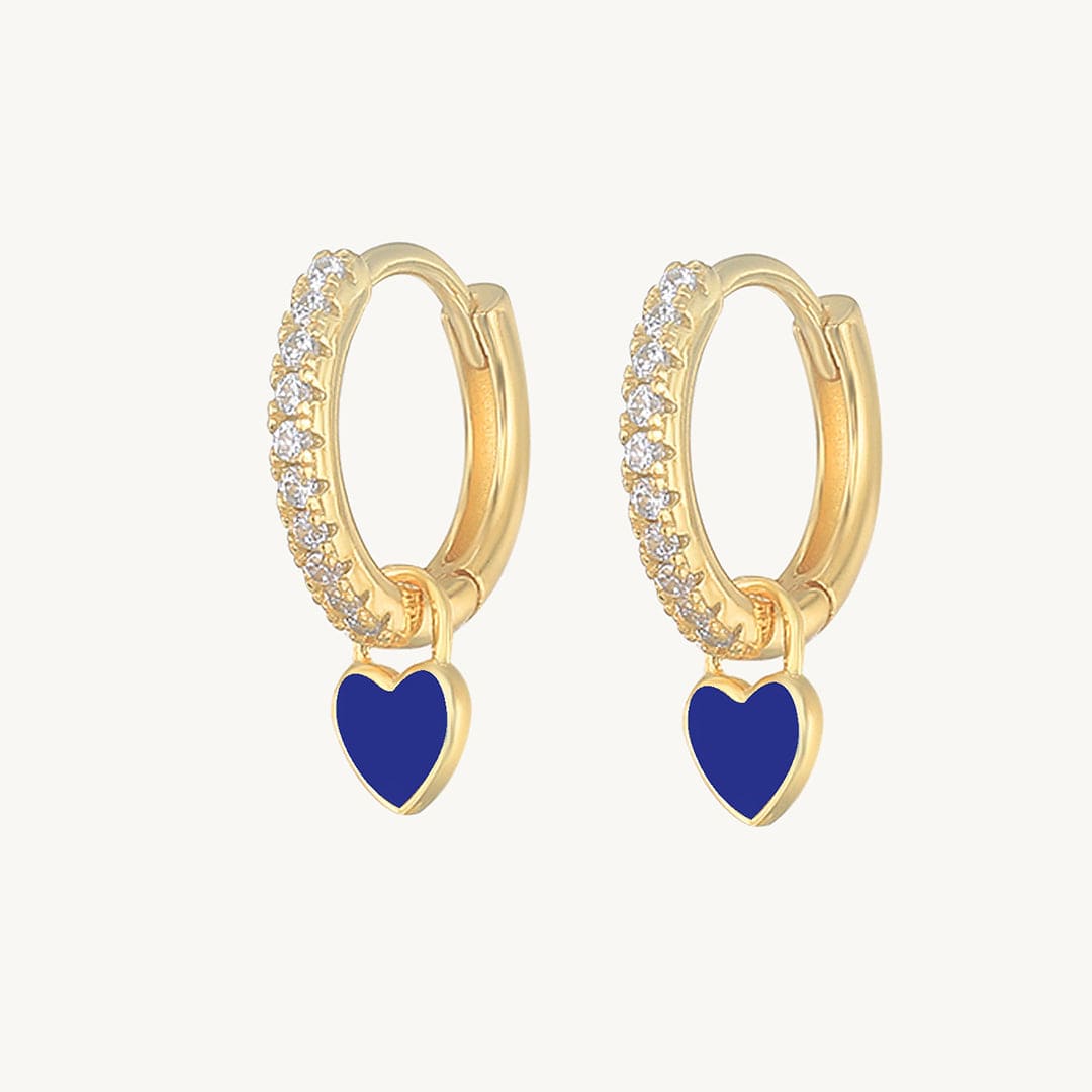 Heart Drop Earrings Gold / Navy Earrings MelodyNecklace