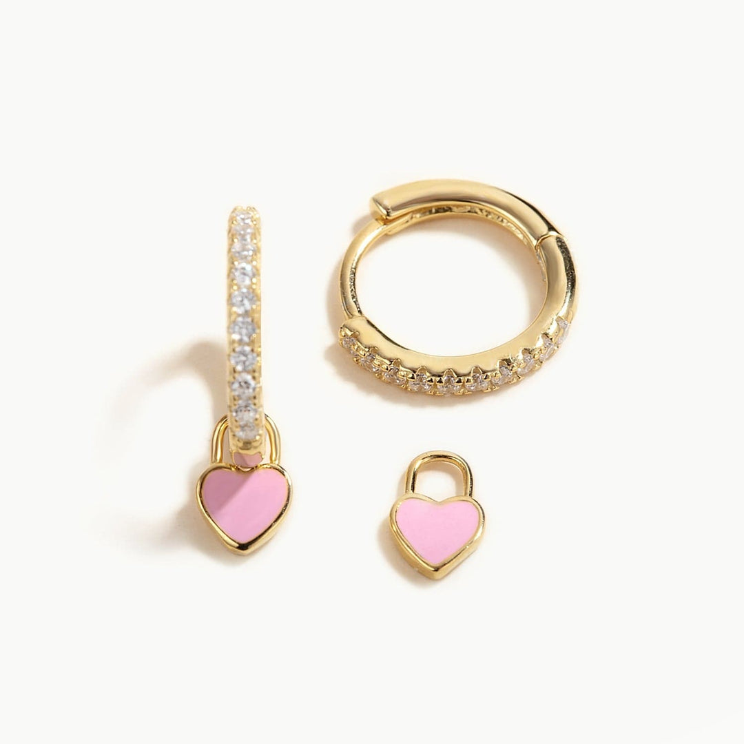 Heart Drop Earrings Gold / Pink Earrings MelodyNecklace