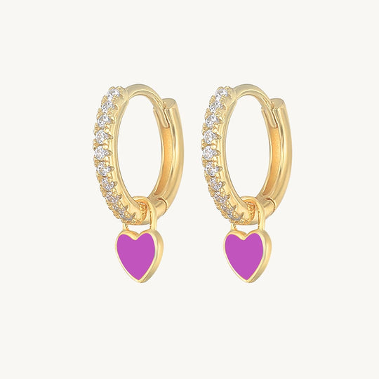 Heart Drop Earrings Gold / Purple Earrings MelodyNecklace