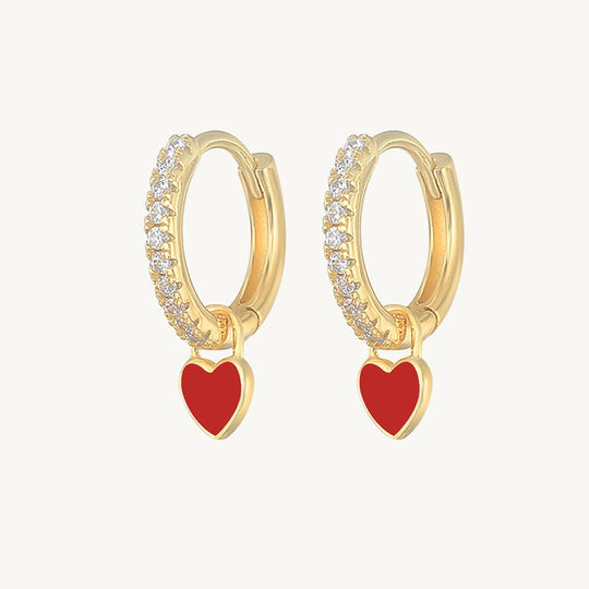 Heart Drop Earrings Gold / Red Earrings MelodyNecklace