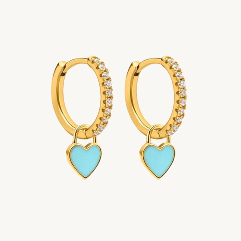 Heart Drop Earrings Gold / Turquoise Earrings MelodyNecklace