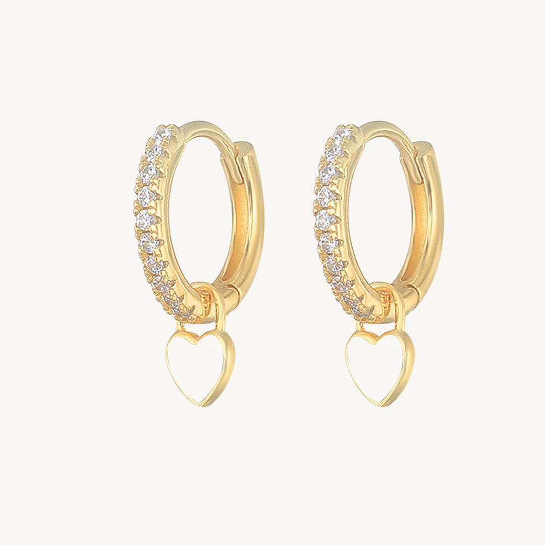 Heart Drop Earrings Gold / White Earrings MelodyNecklace