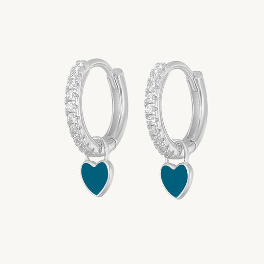 Heart Drop Earrings Silver / Dark Blue Earrings MelodyNecklace