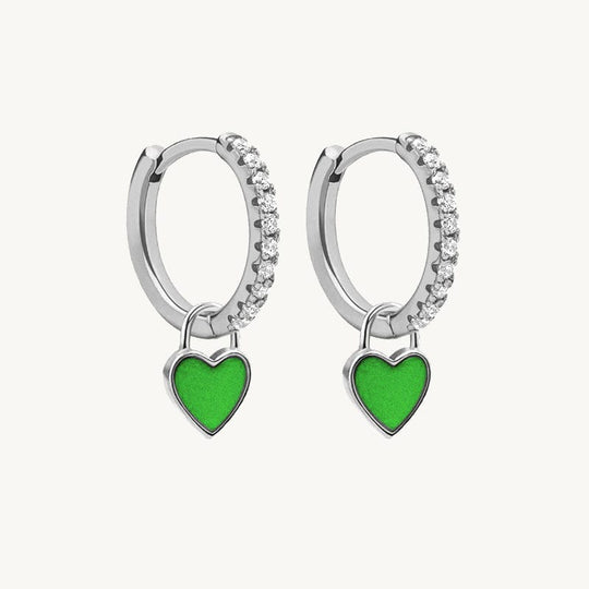 Heart Drop Earrings Silver / Green Earrings MelodyNecklace