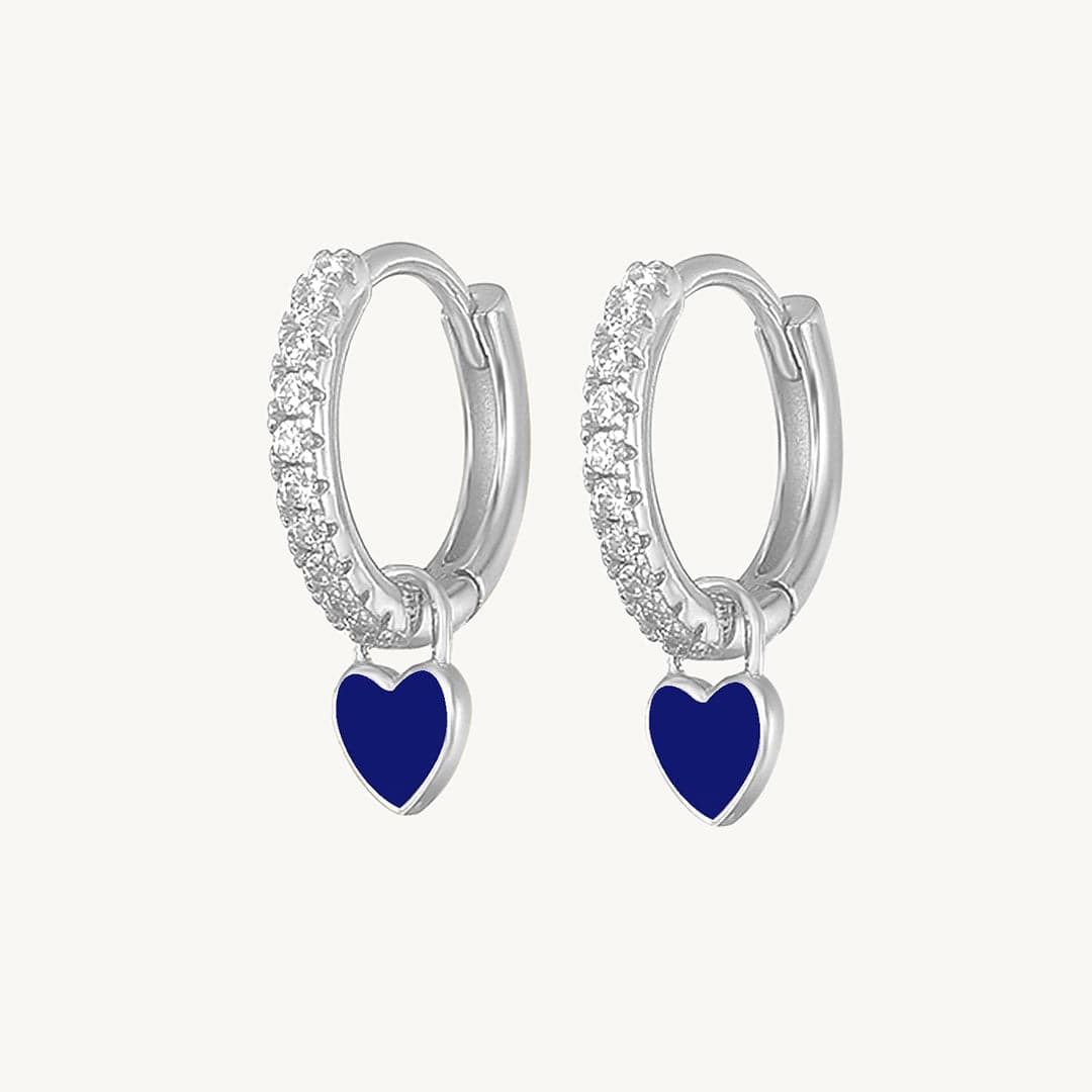 Heart Drop Earrings Silver / Navy Earrings MelodyNecklace