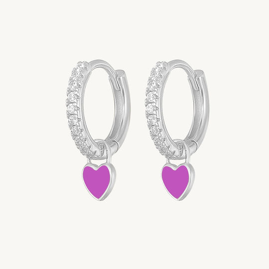 Heart Drop Earrings Silver / Purple Earrings MelodyNecklace