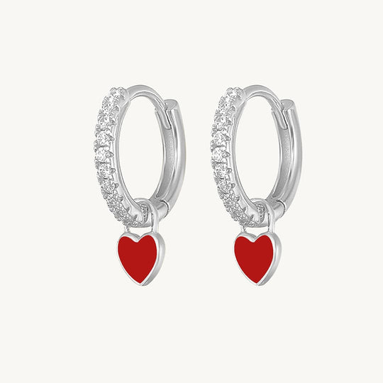 Heart Drop Earrings Silver / Red Earrings MelodyNecklace