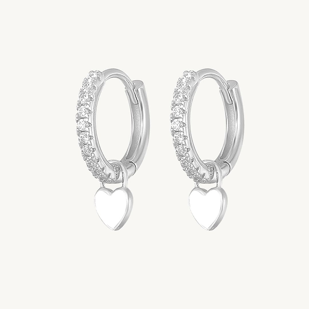 Heart Drop Earrings Silver / White Earrings MelodyNecklace