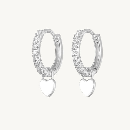 Heart Drop Earrings Silver / White Earrings MelodyNecklace