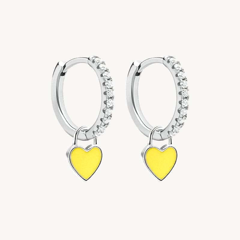 Heart Drop Earrings Silver / Yellow Earrings MelodyNecklace