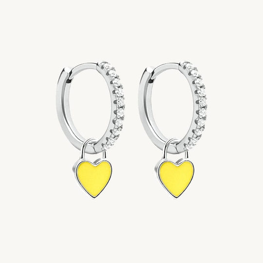 Heart Drop Earrings Silver / Yellow Earrings MelodyNecklace