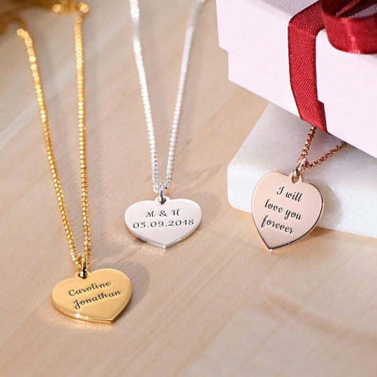 Heart Necklace With Ppersonalized Engravings Mom Necklace MelodyNecklace