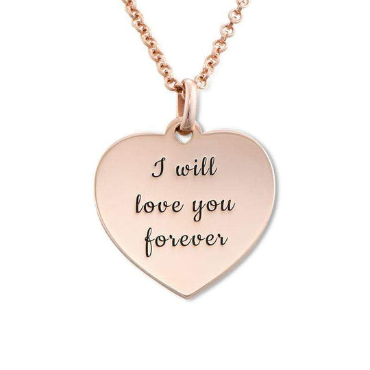 Heart Necklace With Ppersonalized Engravings Rose Gold Mom Necklace MelodyNecklace