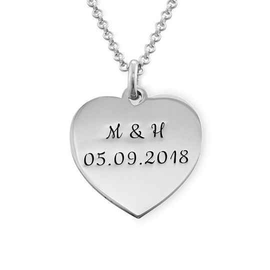 Heart Necklace With Ppersonalized Engravings Silver Mom Necklace MelodyNecklace